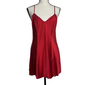 Victoria Secret Elegant Red Satin Slik Slip Nightie Dress